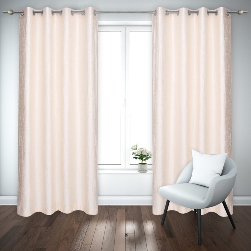Polyester Punching Cream Leaf Pattern Door Curtains