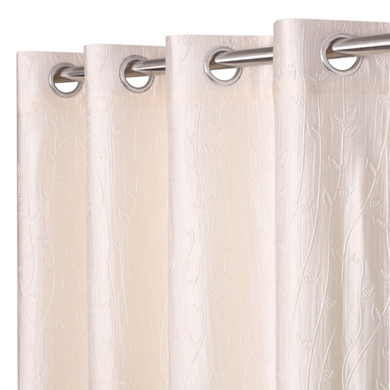 Polyester Punching Cream Leaf Pattern Door Curtains