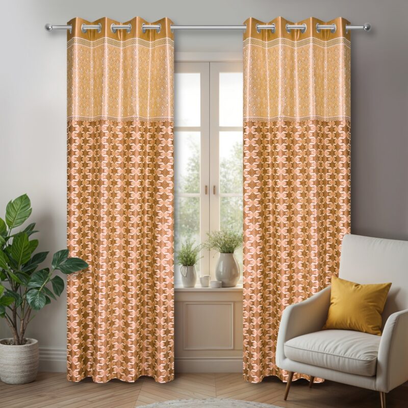 Polyester Printed Long Window and Door Curtains 7 Feet Long