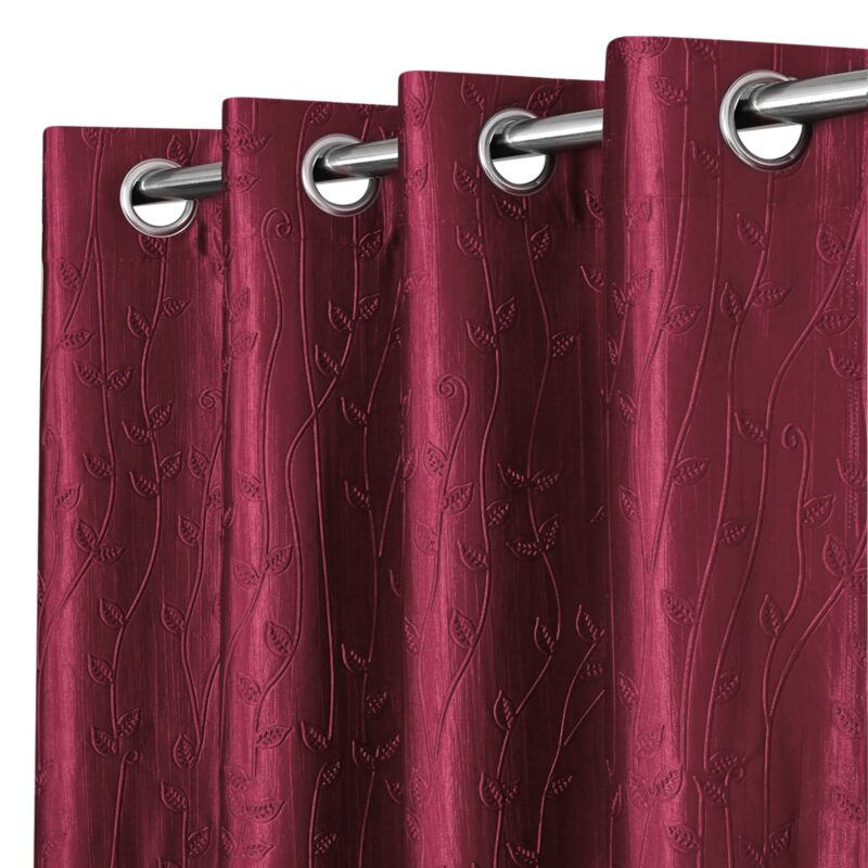 Premium Flower Design Curtains, 11 Feet, Color Maroon